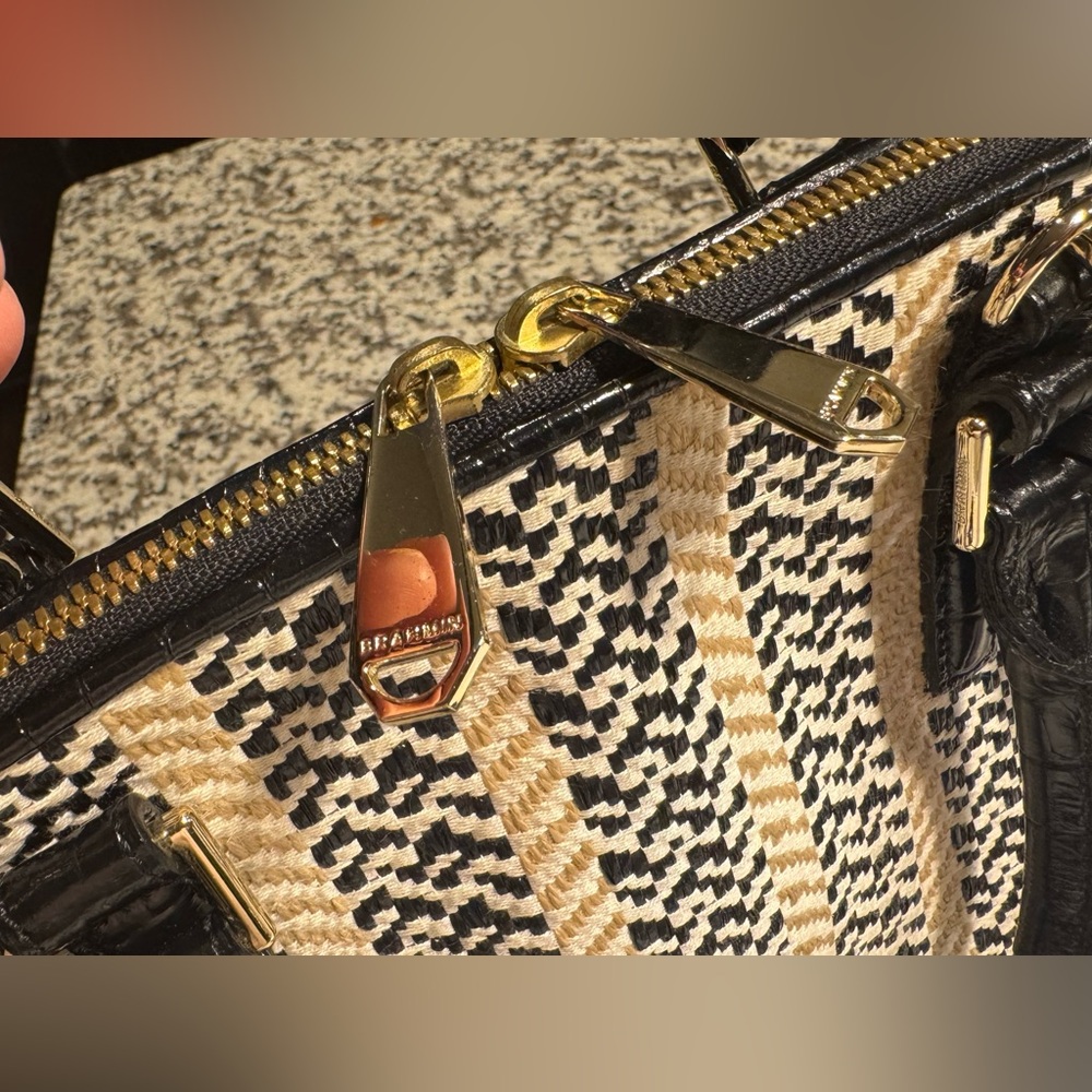 Brahmin Black and Tan Striped Satchel Vivian in Saint Tropez/ Rare - Picture 5 of 14